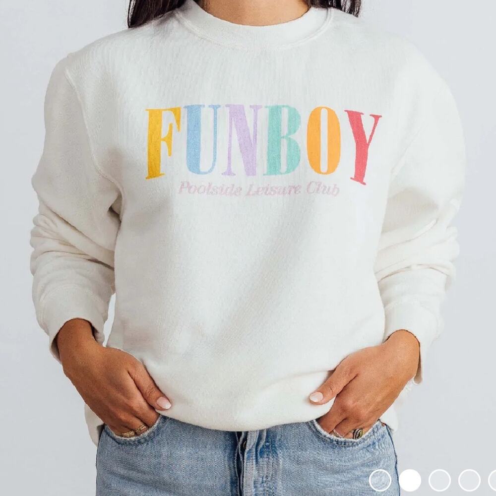 Funboy Varsity Crew Sweatshirt in White
